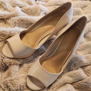 New Kelly & Katie Elegant Cream Peep Toe Heels, Size 10, 4" Heel